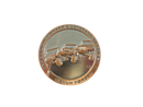 Reverse of Uwharrie Veterans Day Ride coin with battlefield cross and military seals