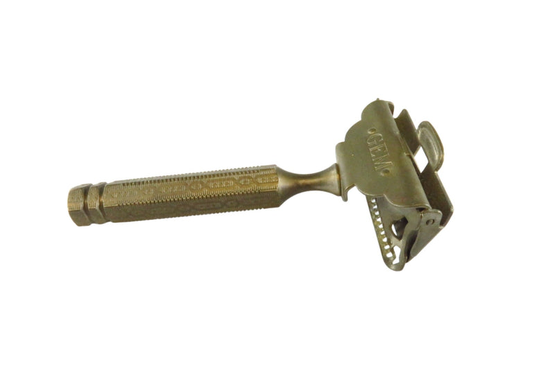 Pat'd 1912 Gem Single Edge Safety Razor Fancy Handled Brooklyn NY — front view