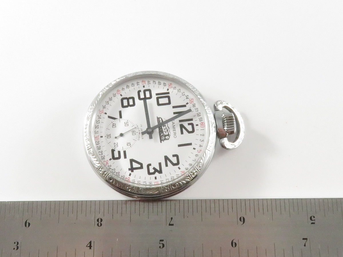 Camero Open Faced 15s Train Pocket Watch 6497 17 Jewel Lean