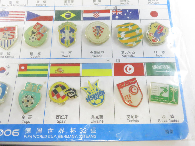 2006 FIFA World Cup Germany 32 Team Pinback Set on Card