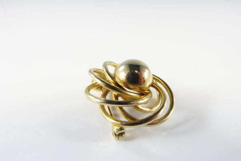 Spiral Gilt Metal Scarf Lapel Pin Swirling Wire Affect 22.89mm