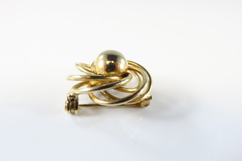 Spiral Gilt Metal Scarf Lapel Pin Swirling Wire Affect 22.89mm