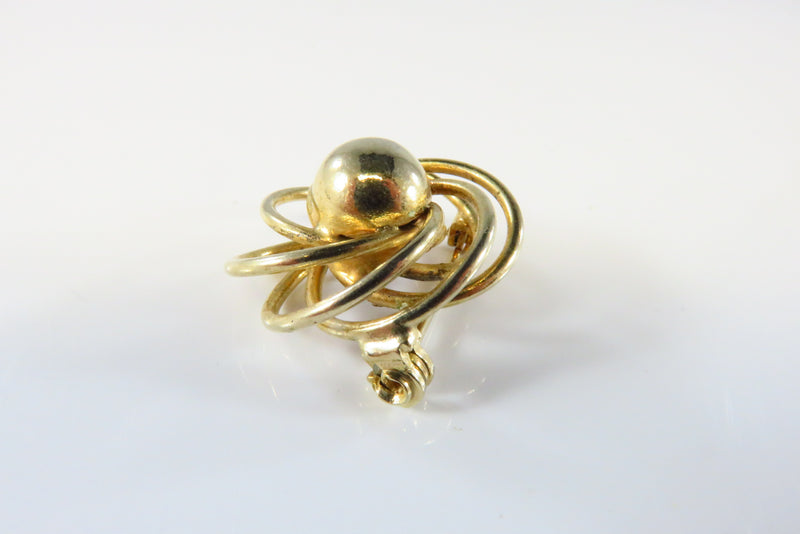 Spiral Gilt Metal Scarf Lapel Pin Swirling Wire Affect 22.89mm