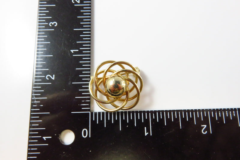 Spiral Gilt Metal Scarf Lapel Pin Swirling Wire Affect 22.89mm