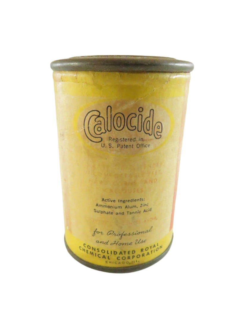 Vintage Calocide canister on a white background
