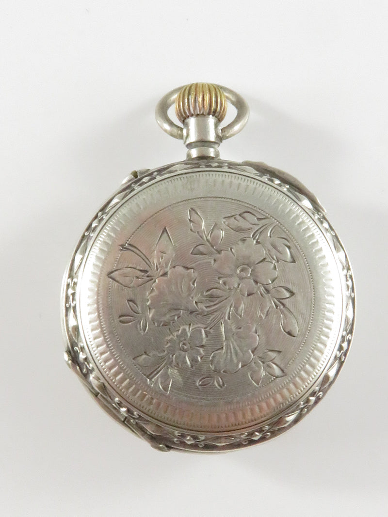 Mignon Swiss 800 Silver Stem Wind Pendant Pocket Watch Womens Size 0 for Repair or Parts