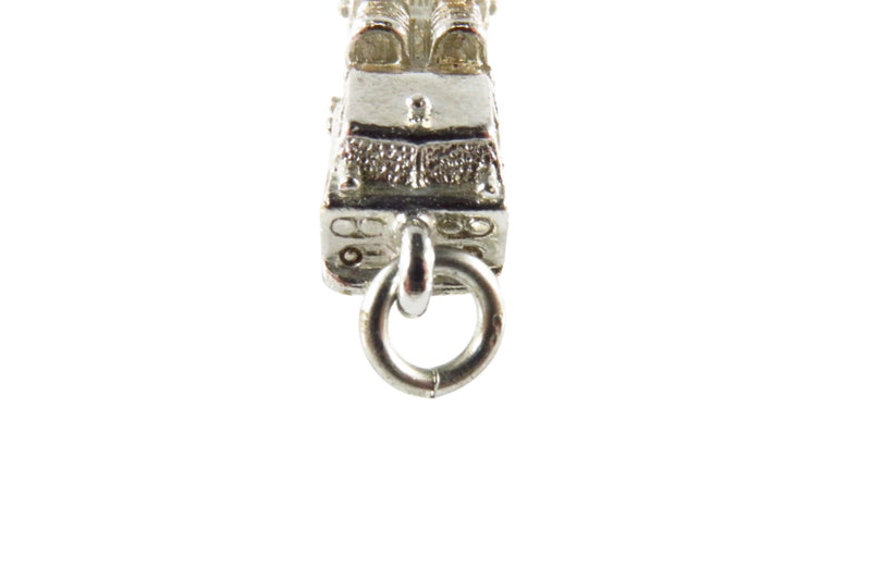 Large Fire Truck Pendant or Charm White Metal 1 3/8" Long