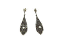 Blackened White Metal Marcasite & White Cultured Pearl Dangle Earrings — Jewelry & Watches:Fine Jewelry:Fine Earrings:Gemston