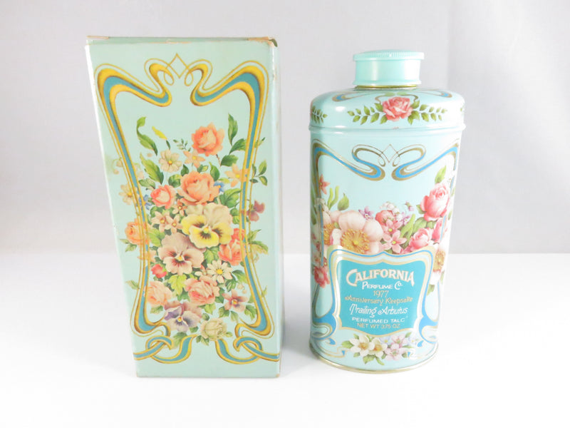 Avon California Perfume Co. 1977 Trailing Arbutus Perfumed Talc Tin w/ Box