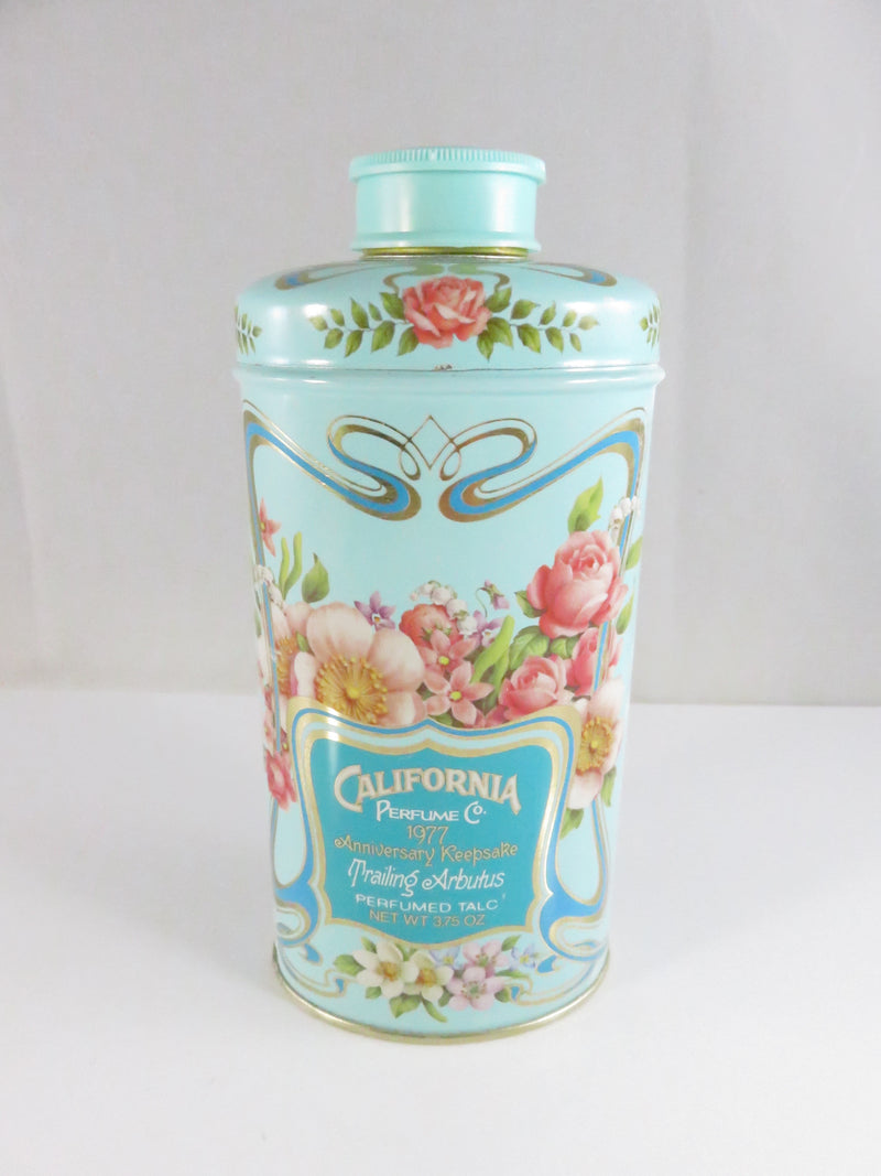 Avon California Perfume Co. 1977 Trailing Arbutus Perfumed Talc Tin w/ Box