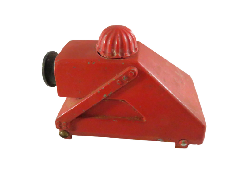 Red mechanical device on a white background