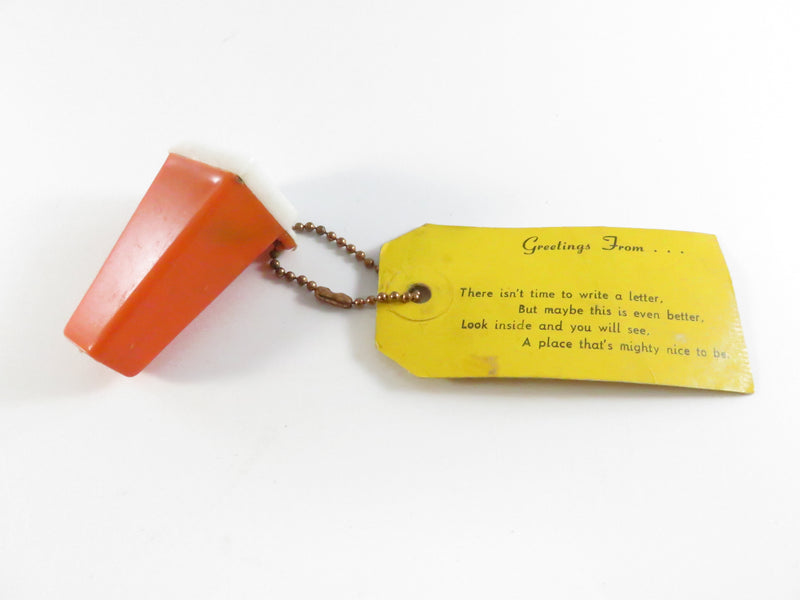 Vintage Souvenir Viewfinder Keychain with Religious Slide and Greeting Tag - 1960s