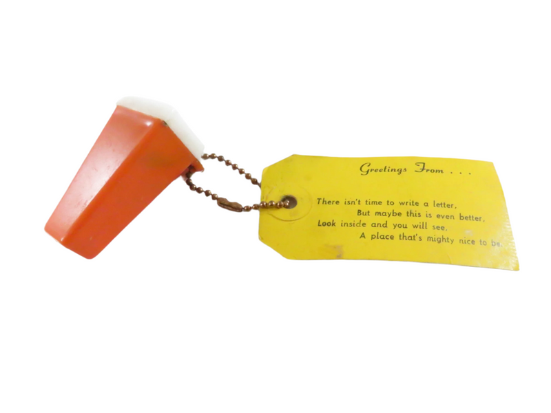 Red box with a yellow tag on a white background
