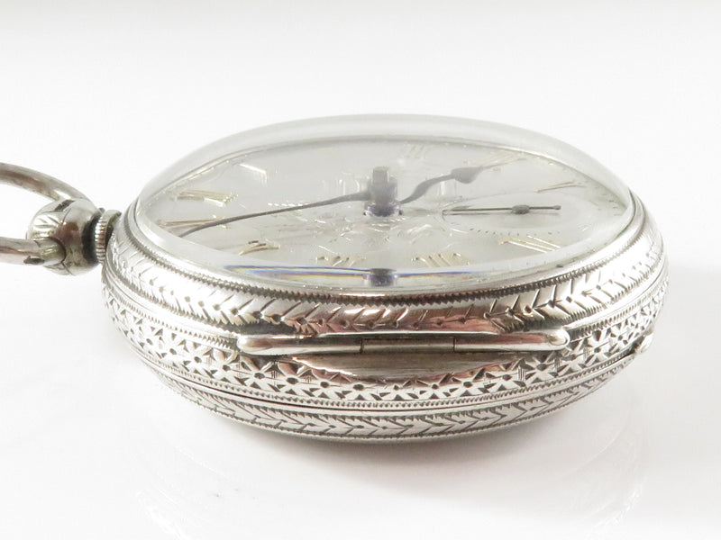 c1880 Silver Dial Chain Driven Fusee Pocket Watch UK Sterling Case Size 20s Thomas Mills