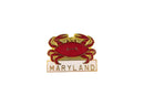 Vintage Maryland Crab Souvenir Hat Collar Vest Pinback — Gold — front view