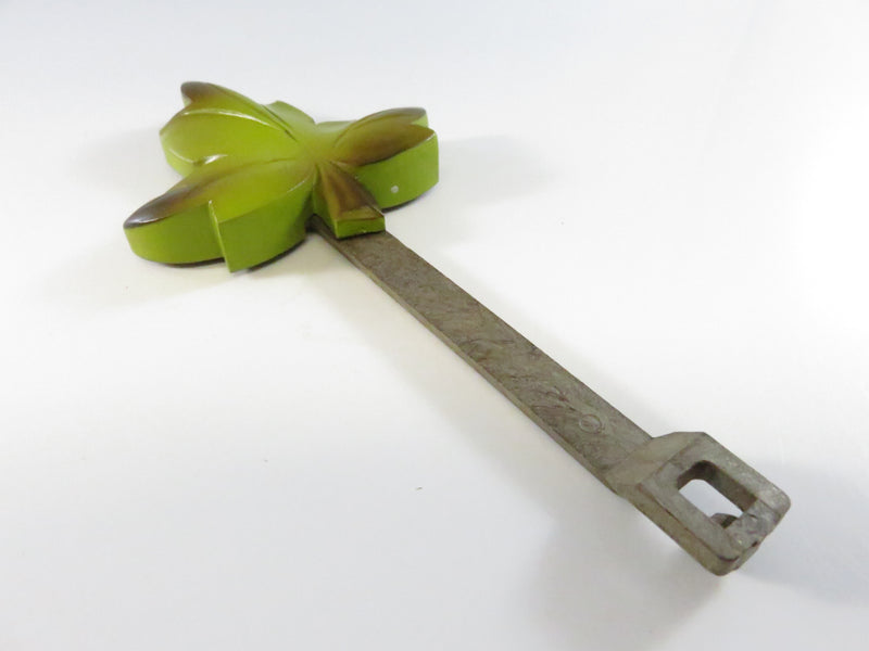 Vintage German Cuckoo Clock Pendulum with Green Maple Leaf - 6"