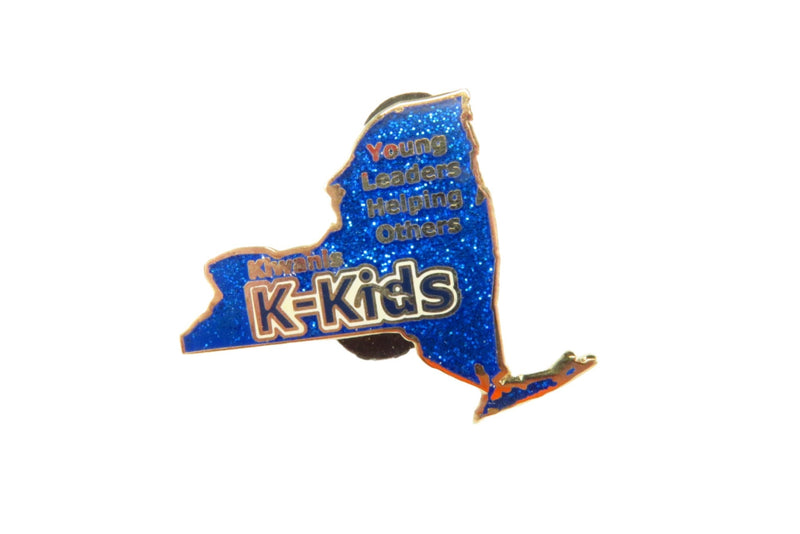 Kiwanis International K-Kids New York State Pinback — Gold — front view