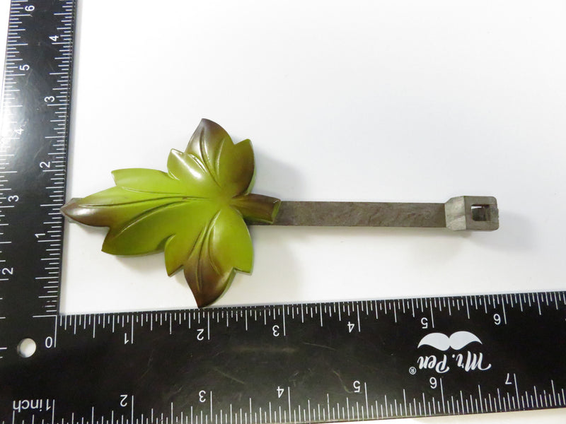 Vintage German Cuckoo Clock Pendulum with Green Maple Leaf - 6"