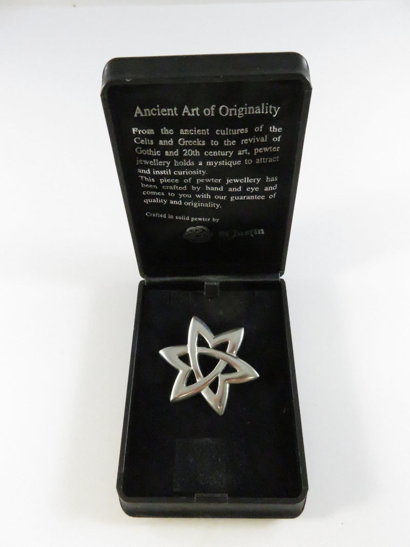Celtic Knot Pewter Brooch by St Justin with Original Box - 1 1/2"