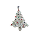 Vintage Gerry's Christmas Tree Brooch Silver Tone with Enamel Ornaments - 2" — Silver, Enamel — front view