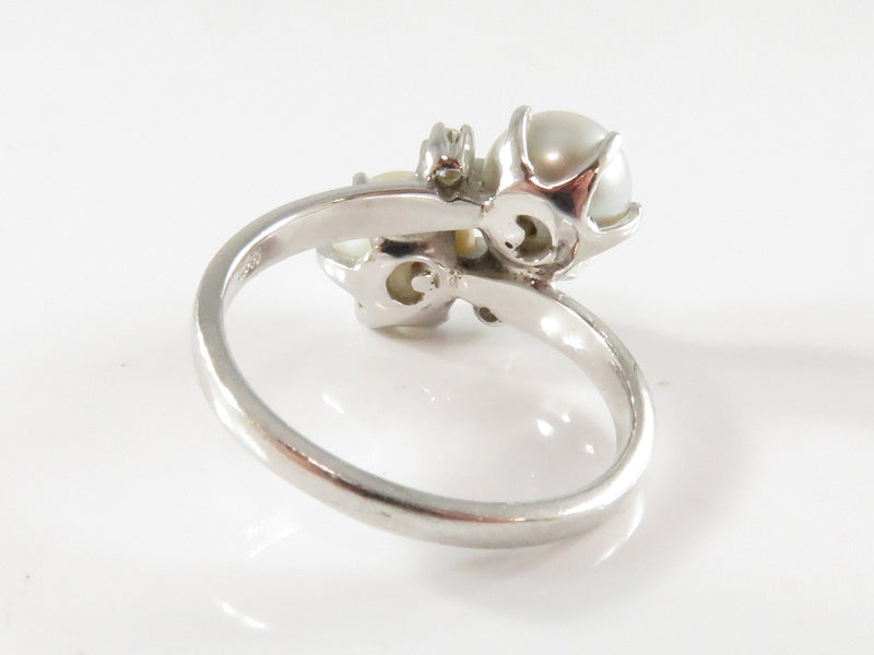 14K White Gold Cultured Akoya Light Gray Pearl Diamond Accented bypass Ring Size 6 product image for Just Stuff I Sell, clear front view, neutral background, original listing photo, optimized descriptive alt text, centered composition variant 8