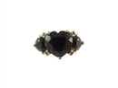 Vintage 14K Yellow Gold Ring w/Heart Shaped Glass & Diamond Accents Size 6 — Mid Century • 14K, Gold • Diamond — front view