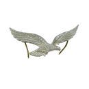 Luftwaffe Visor Cap Eagle WWII Era Denazified White Metal Insignia - 2 7/16" — front view