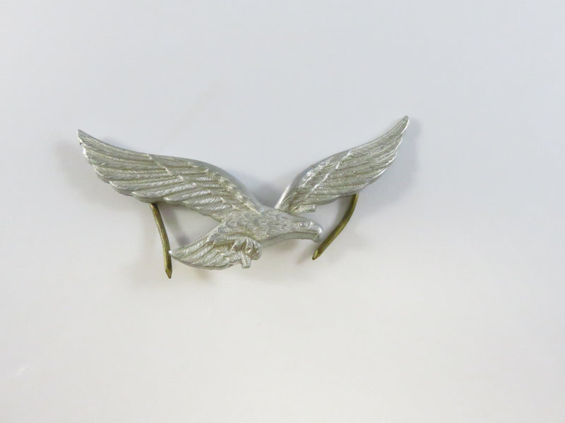 Luftwaffe Visor Cap Eagle WWII Era Denazified White Metal Insignia - 2 7/16"