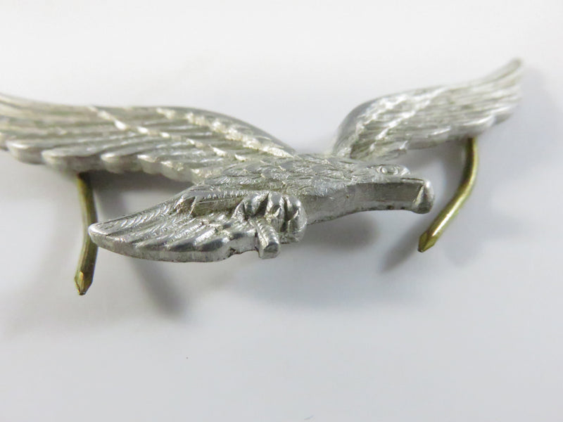 Luftwaffe Visor Cap Eagle WWII Era Denazified White Metal Insignia - 2 7/16"