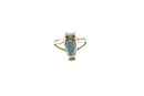 Petite Owl Ring Crushed Turquoise Accented c1980 Nickel Silver product image for Just Stuff I Sell, clear front view, neutral background, original listing photo, optimized descriptive alt text, centered composition