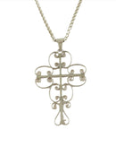 Lovely Sterling Filigree Christian Cross on 24" Sterling Curb Link Necklace — Jewelry & Watches:Fine Jewelry:Fine Necklaces &