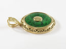 14K Gold Filigree Pendant with Burma Maw-Sit-Sit Malachite Disc with Gold Button product image for Just Stuff I Sell, clear front view, neutral background, original listing photo, optimized descriptive alt text, centered composition variant 4