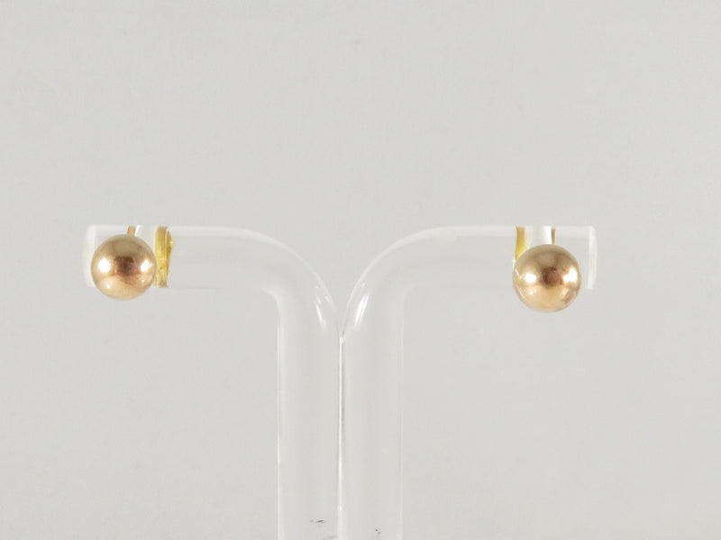 Vintage 14K Yellow Gold 6mm Round Ball Stud Earrings With Threaded Posts