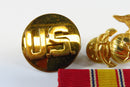 Undated USMC Globe and Anchor, US Pinback Medal, National Defense Bar product image for Just Stuff I Sell, clear front view, neutral background, original listing photo, optimized descriptive alt text, centered composition variant 4