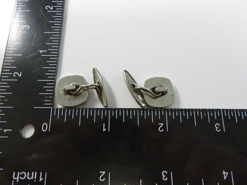 Tic Tac Toe Vintage Cufflinks White Metal Chain Link Design