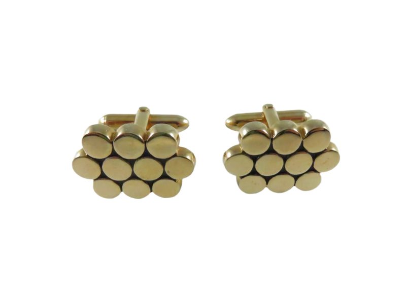 Swank Gold cufflinks with circular design on a white background