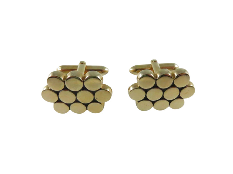 Vintage Swank Gold Tone Clustered Circle Honey Cone Cufflinks Mid Century — Gold — front view