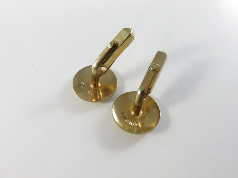 Vintage Swank Gold Tone Round Shield Cufflinks Mid Century