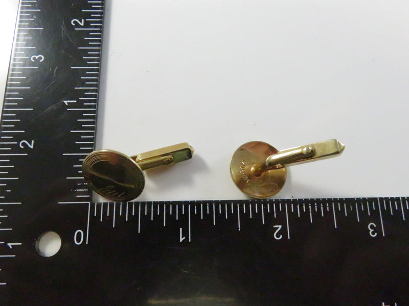 Vintage Swank Gold Tone Round Shield Cufflinks Mid Century