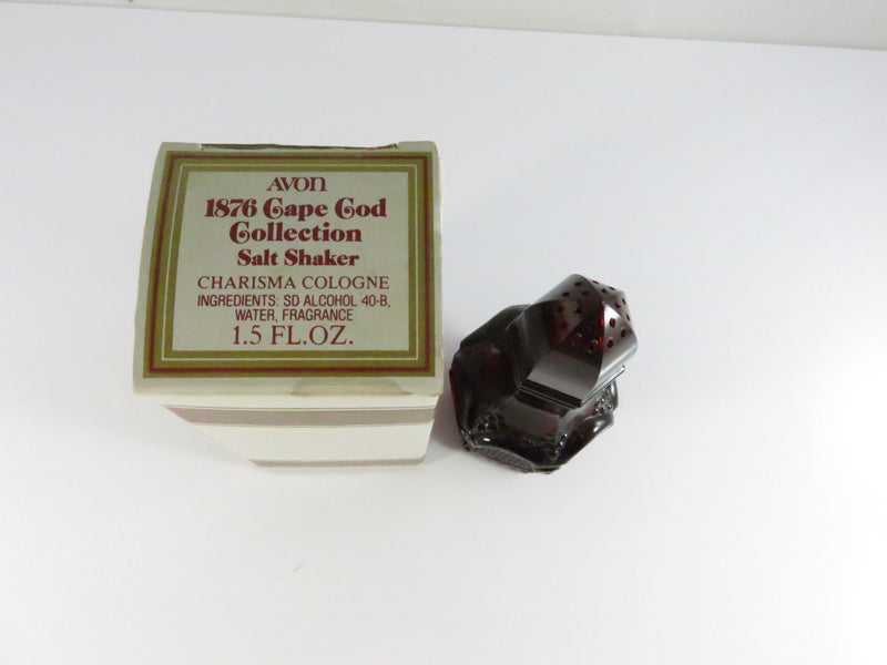 Avon 1876 Cape Cod Collection Ruby Red Salt Shaker Bottle w/ Charisma Cologne