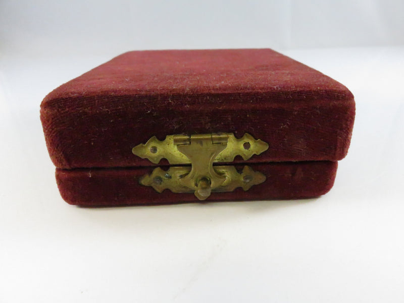 Antique Velvet Pocket Watch Box with Brass Latch c1900 - 4"