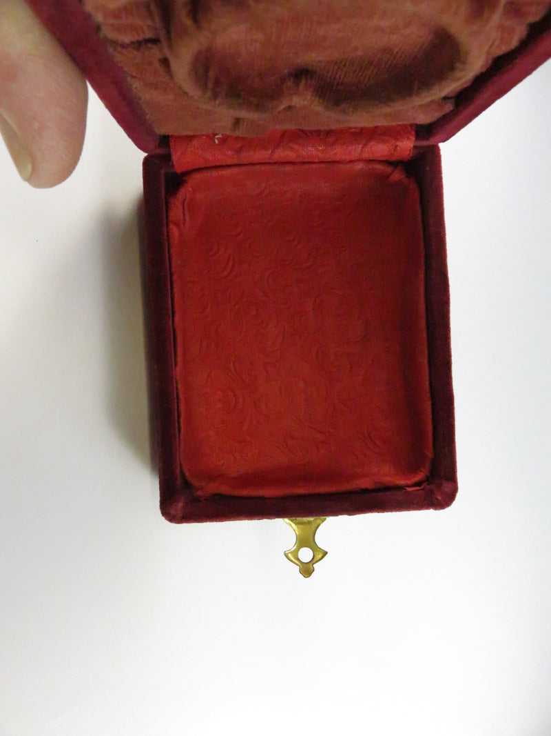 Antique Velvet Pocket Watch Box with Brass Latch c1900 - 4"