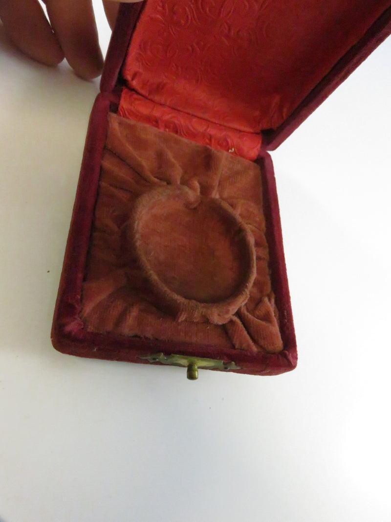 Antique Velvet Pocket Watch Box with Brass Latch c1900 - 4"