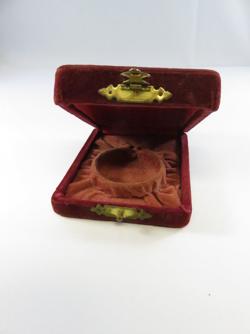 Antique Velvet Pocket Watch Box with Brass Latch c1900 - 4"