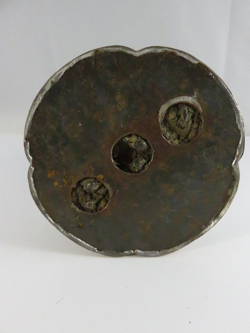 Antique Copper Candle Holder with Silver Accents - Art Nouveau Victorian Era - 7 1/4"