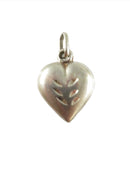 Vintage Sterling Silver Puffy Heart Charm 14mm x 18mm 1.8g — Sterling Silver, Silver — front view