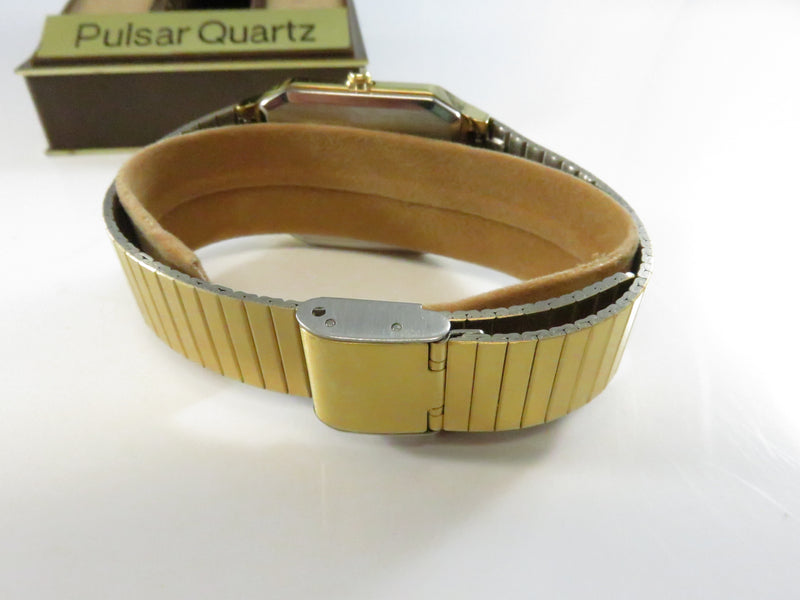 Vintage 1985 Pulsar 2001 Quartz Gold Tone Men’s Watch with Box - Model V102-5069