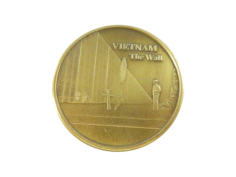 Gold coin with 'Vietnam The Wall' design on a white background