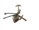 Vintage Sterling Silver 3 Miniature Charms Set Anchor Heart Cross — Sterling Silver, Silver — front view