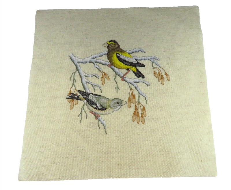 Medium Completed Bird Themed Needlepoint Canvas 14" x 14"